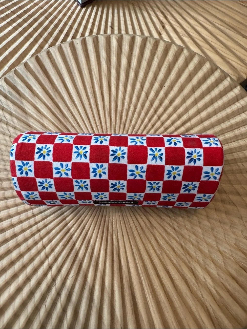 Dolce & Gabbana hard eyeglasses case vibrant red and white checkered pattern
